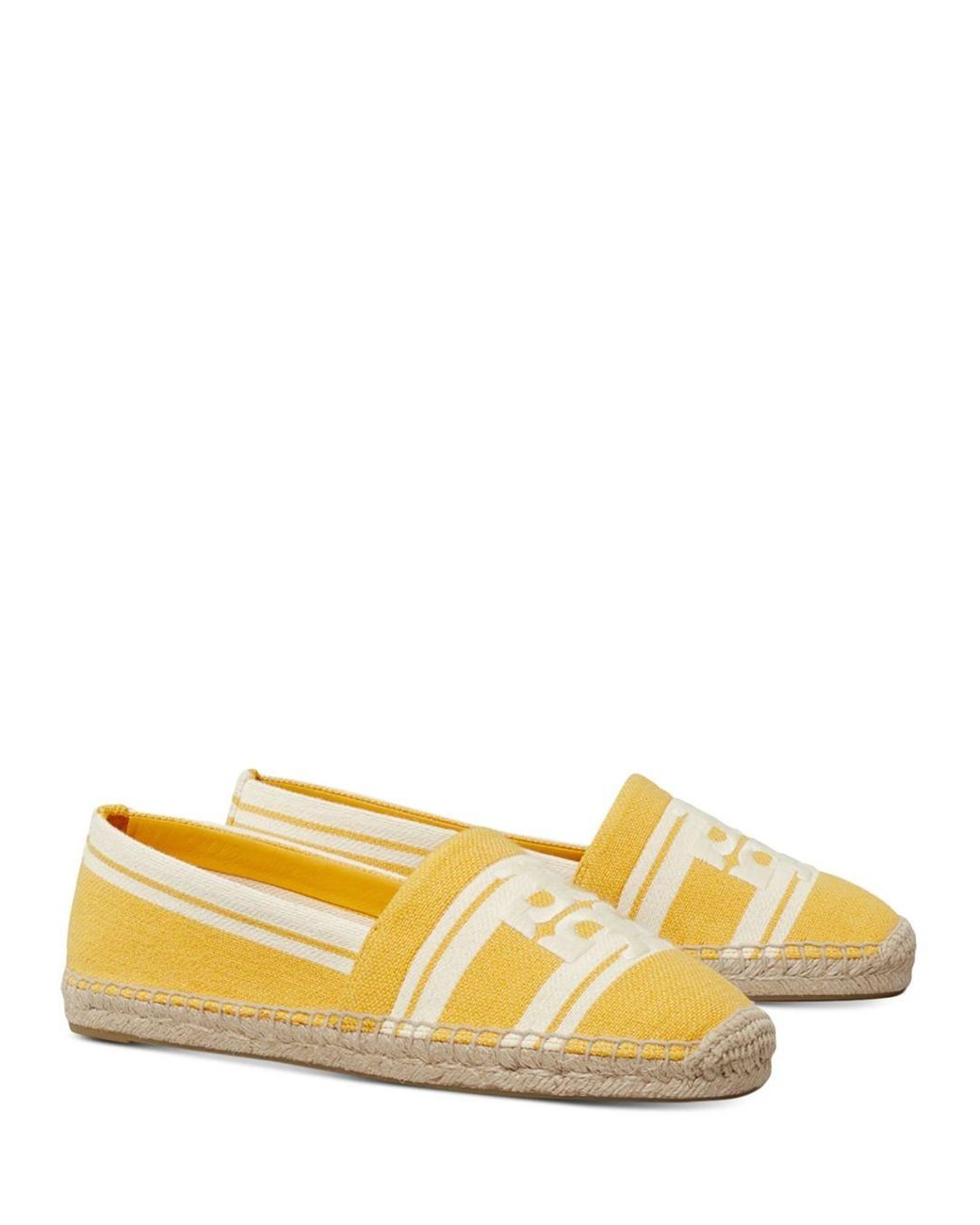 Tory Burch Double T Jacquard Espadrille Flats in Yellow Lyst