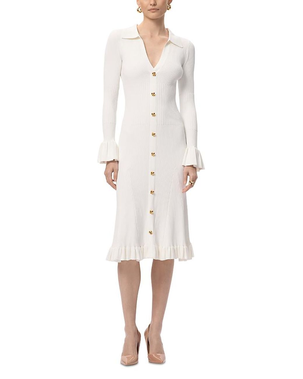slim fit dress slacks THE METALLIC SANDRA DRESS – HERVÉ LÉGER main image 1