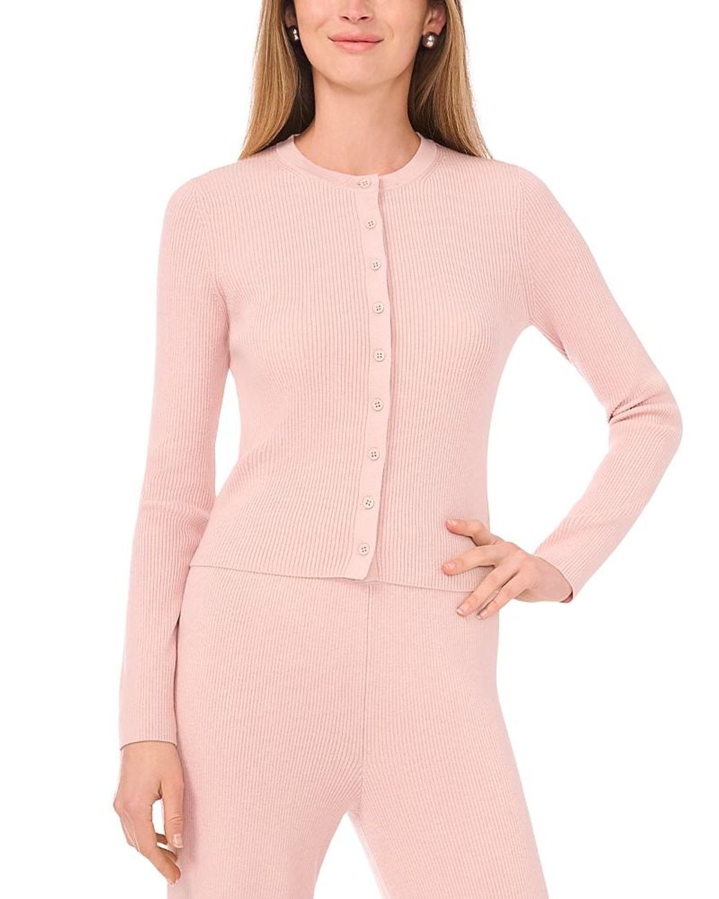 1.STATE Pink Ribbed Cardigan