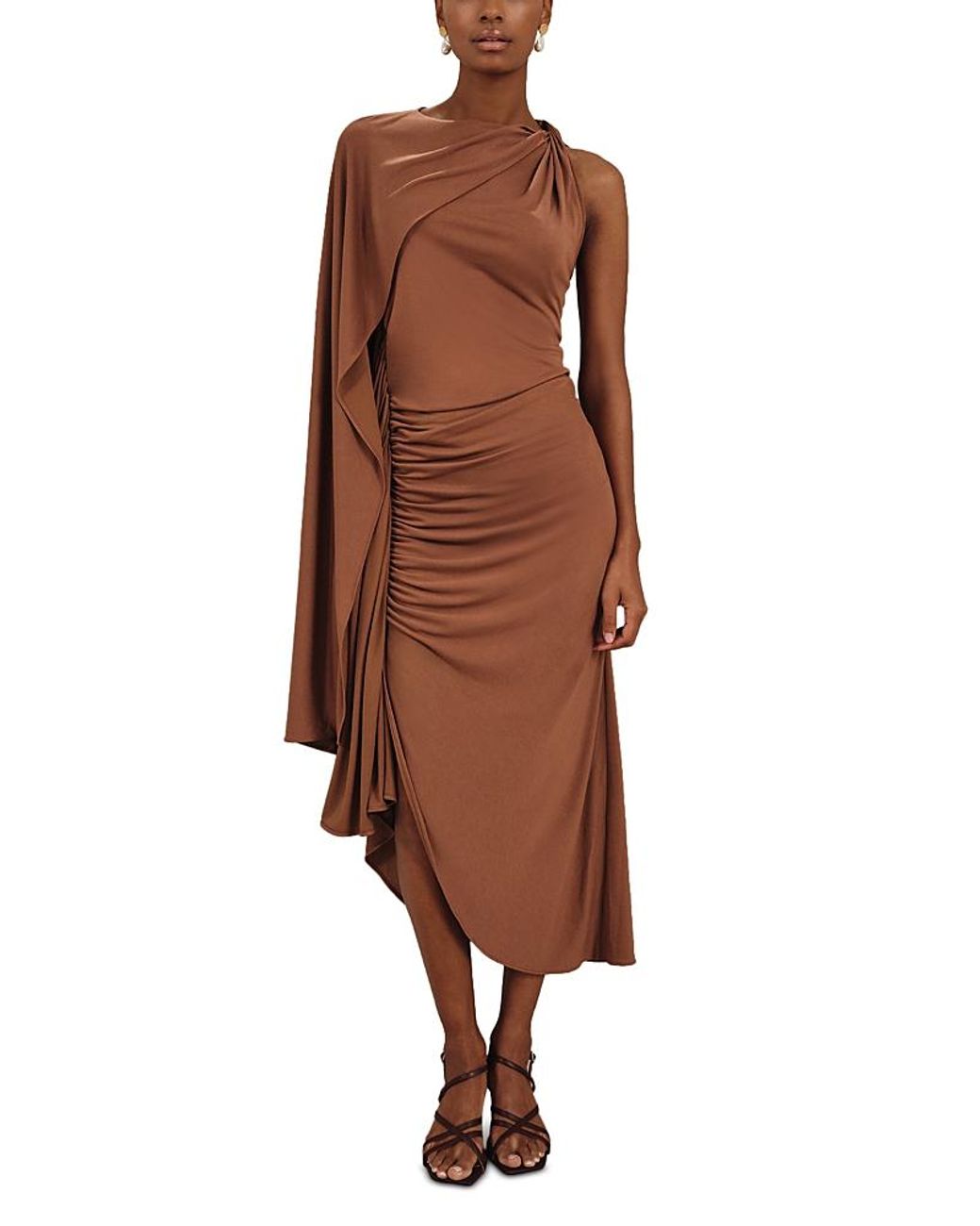 【海外限定】REISSワンピース☆Brown Kyra Cape Sleeve Jersey D Reiss Cape Sleeve Jersey Dress in Brown - REISS