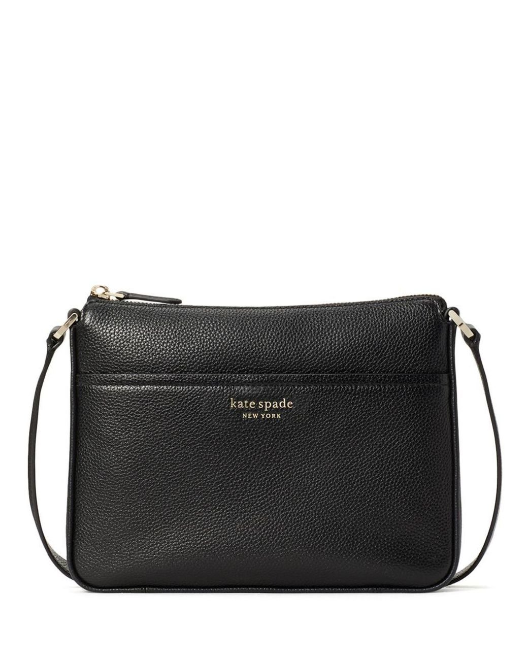 Kate Spade Run Around Medium Pebbled Leather Crossbody in Black | Lyst