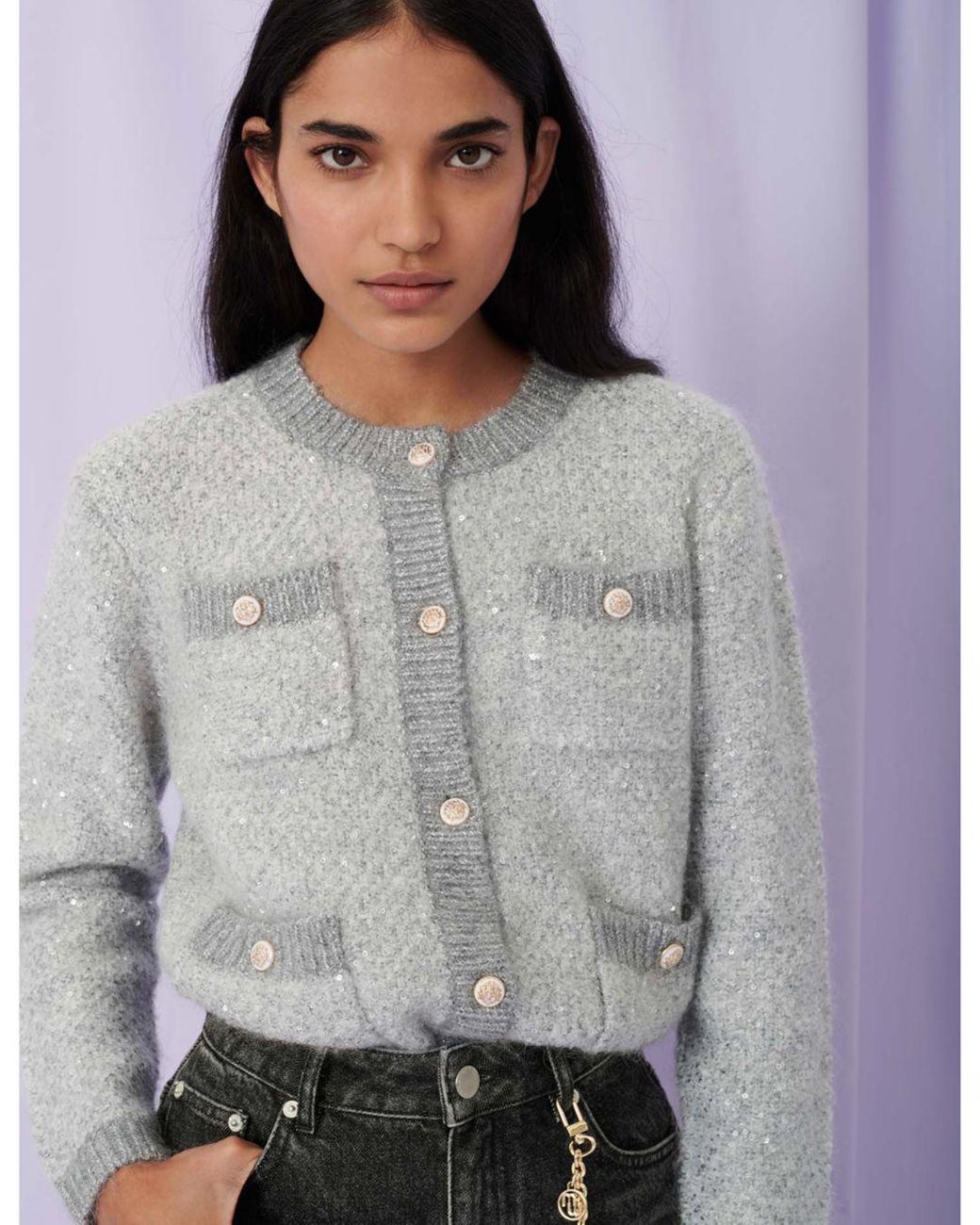 maje sequin cardigan