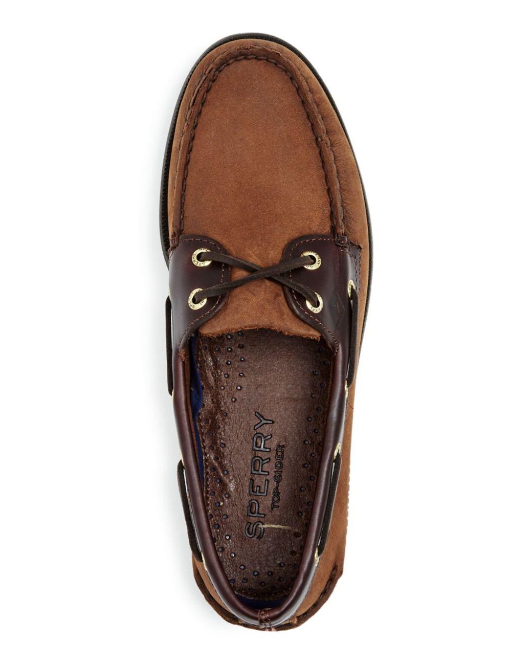 Eye Nubuck Leather Boat Shoes in Brown 