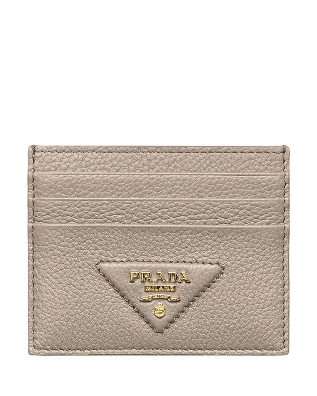 Prada Gray Leather Card Holder