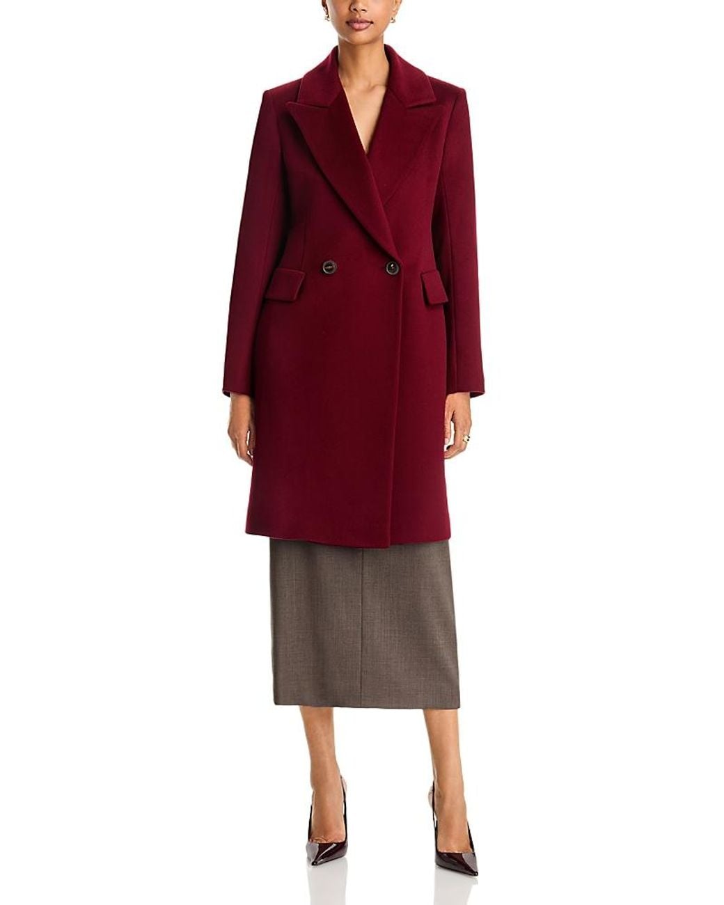 Fleurette Red Isla Button Front Wool Coat