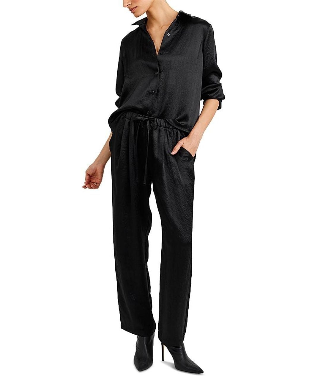 Bella Dahl Black Textured Pull On Pants