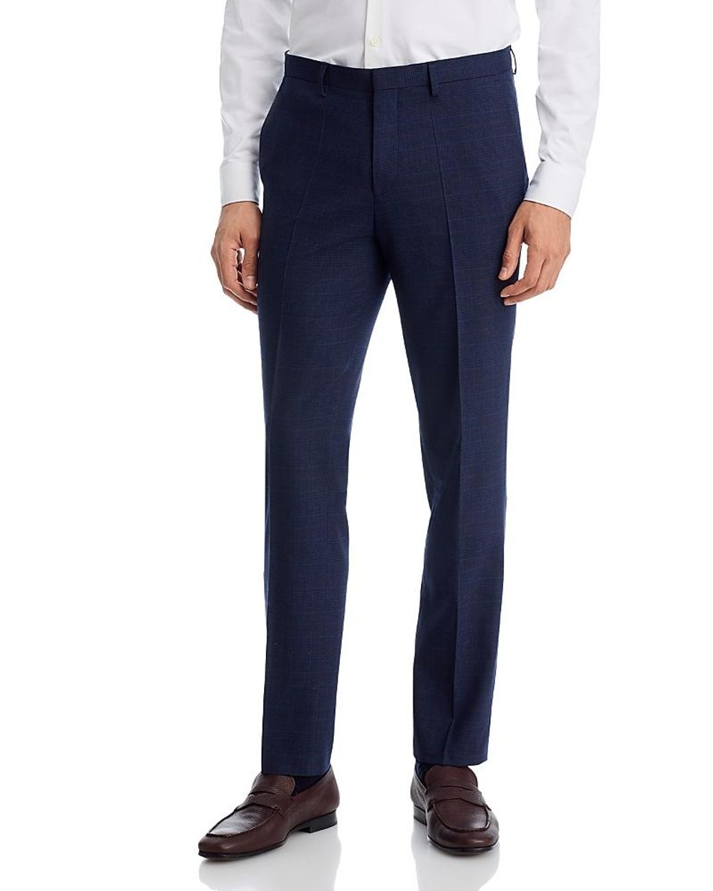 HUGO Hesten Extra Slim Fit Plaid Suit Pants in Blue for Men | Lyst