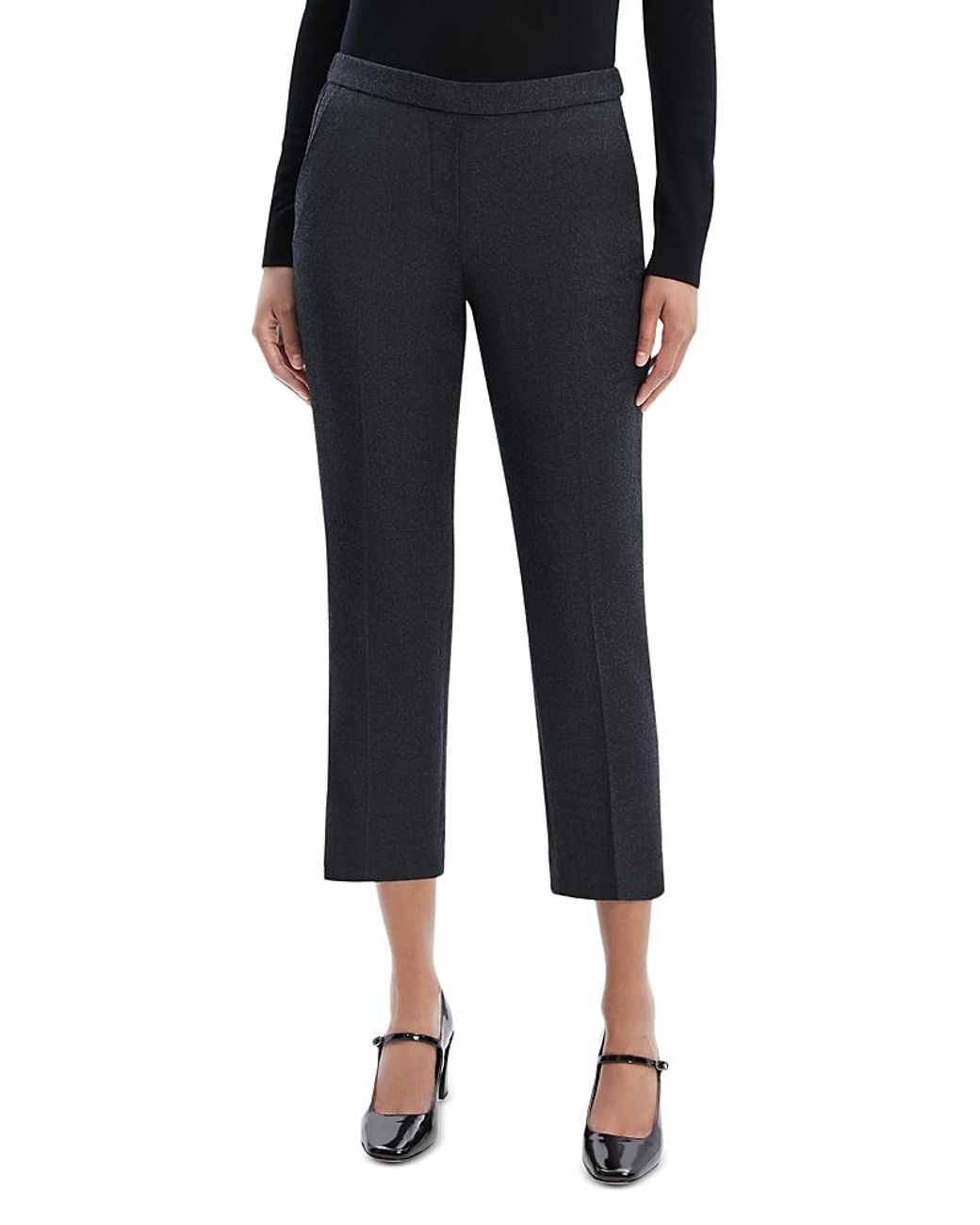 Theory Black Sleek Flannel Treeca Pull On Pant