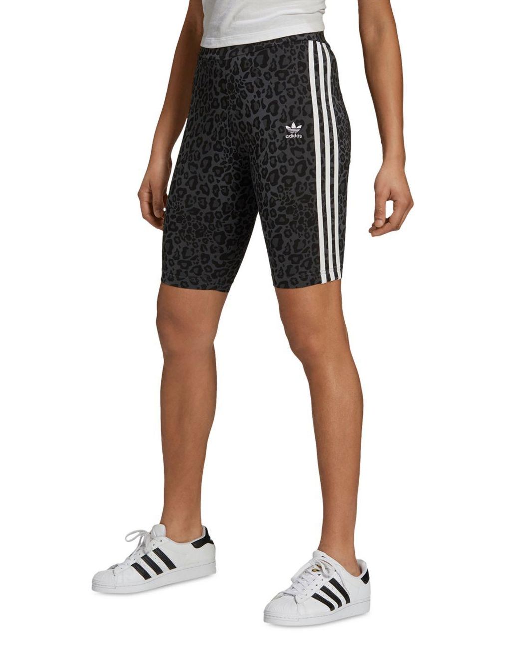 adidas Leopard Print Bike Shorts in Black | Lyst Canada