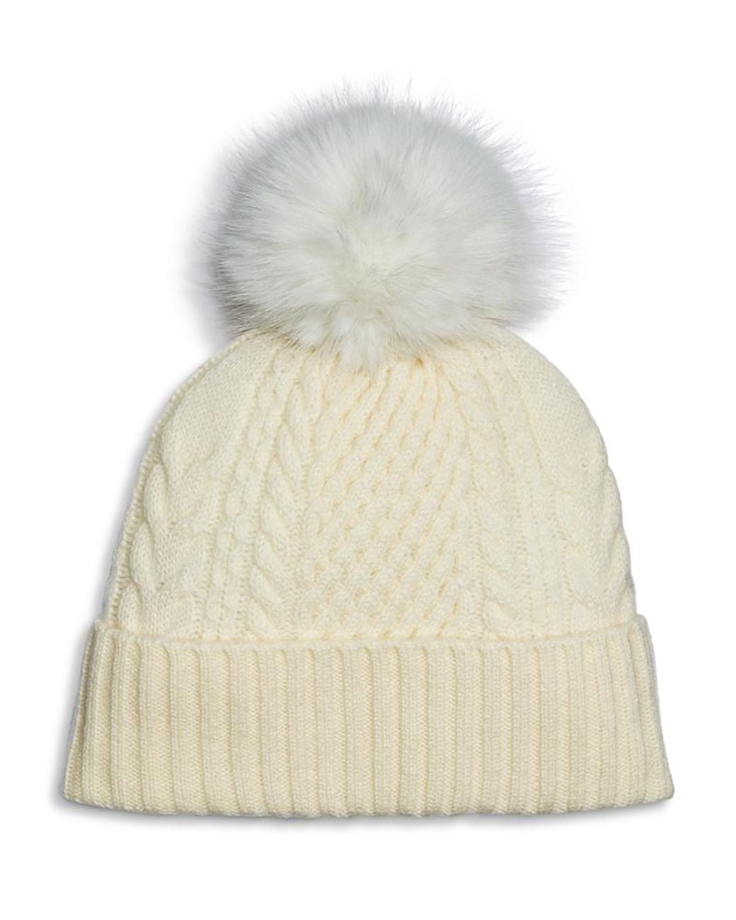 C by Bloomingdale's Cashmere Natural Amicale Cable Knit Cashmere Hat