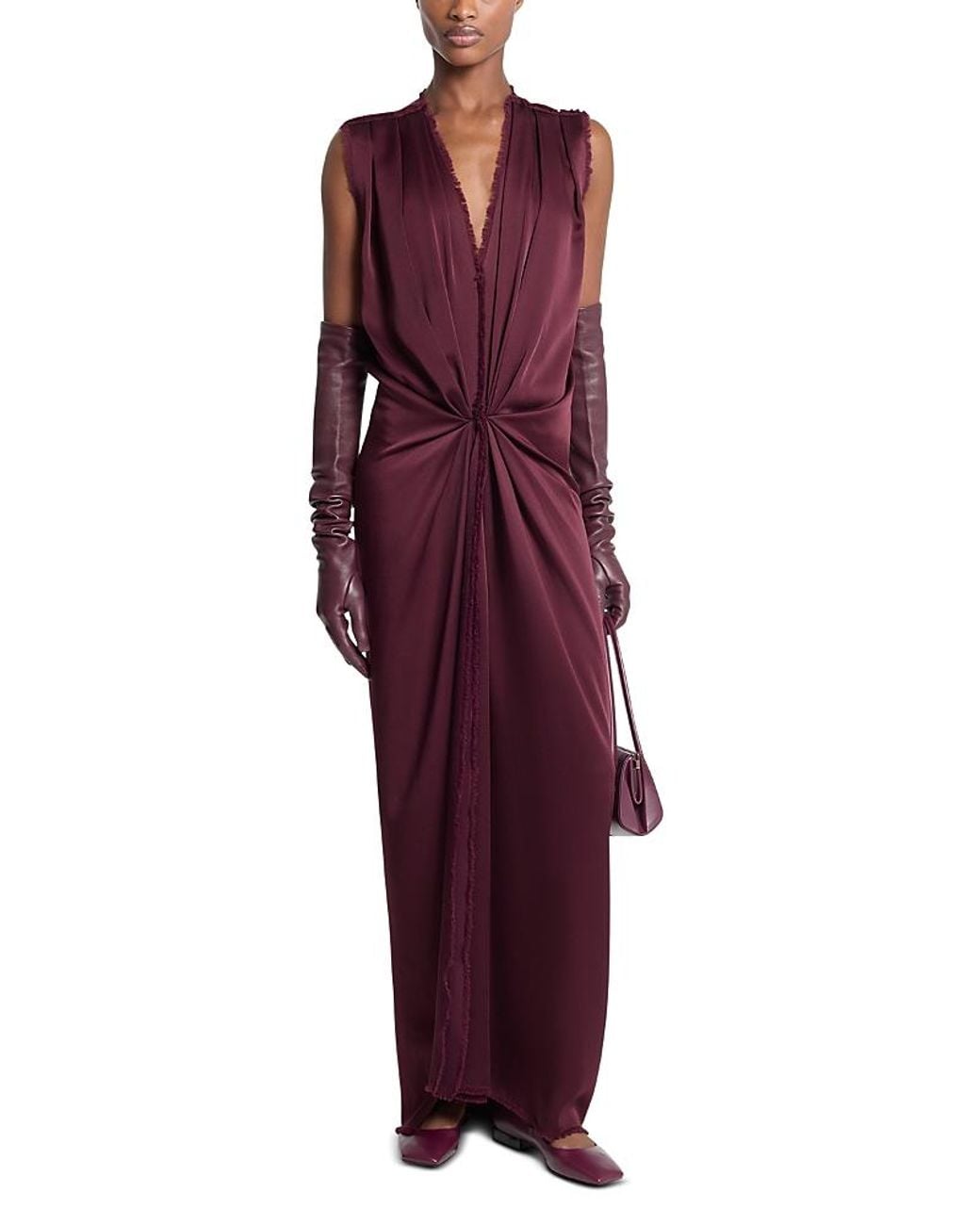 Michael Kors Purple Satcharm Draped Column Gown