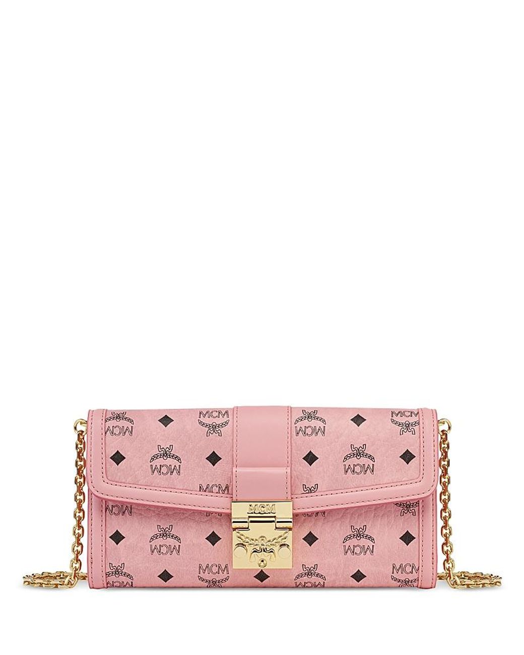 MCM Pink Tracy Visetos Chain Wallet