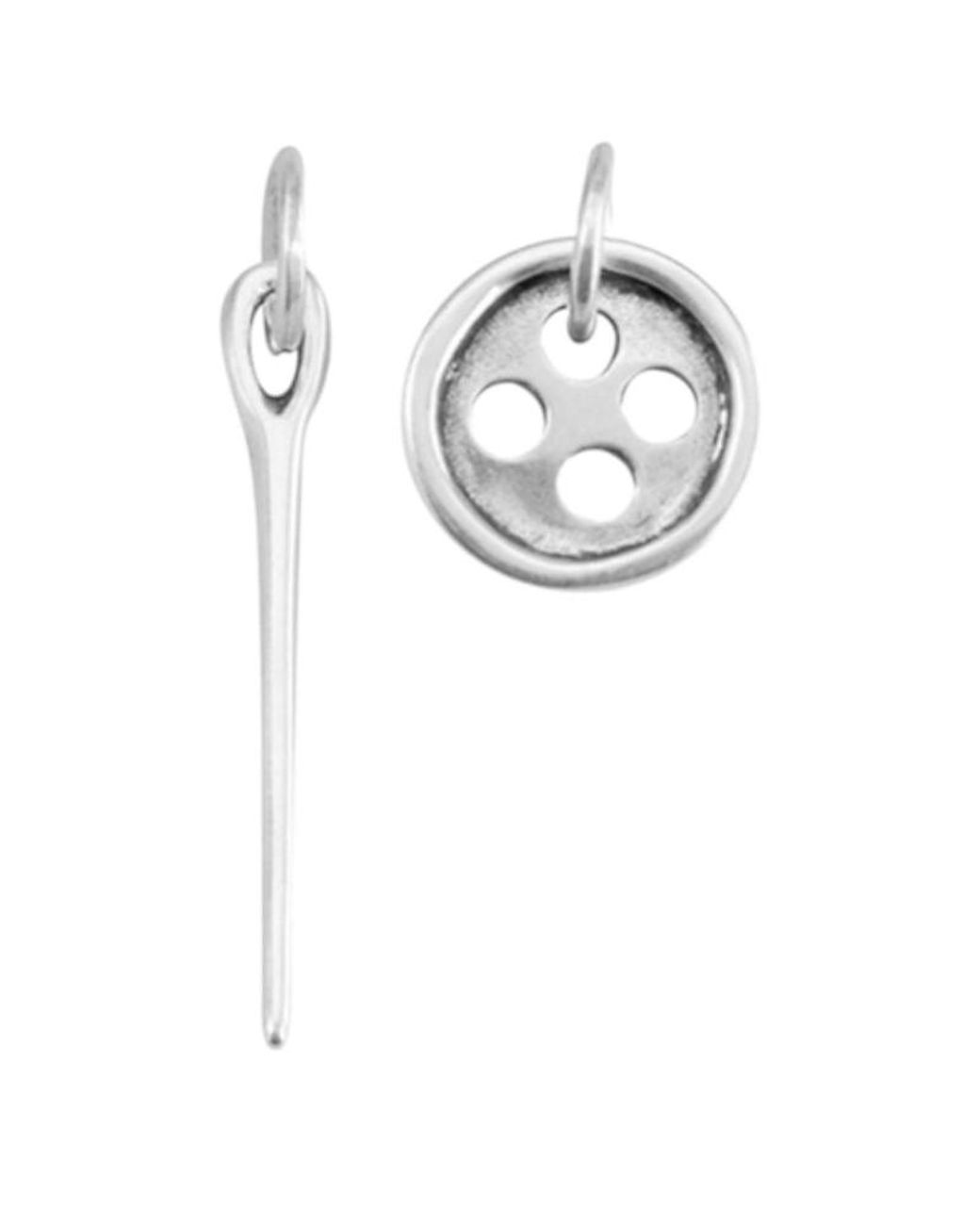Uno De 50 White Button & Needle Earrings