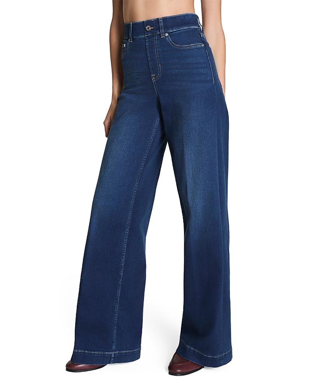 Spanx Blue Pull On Wide Leg Jeans