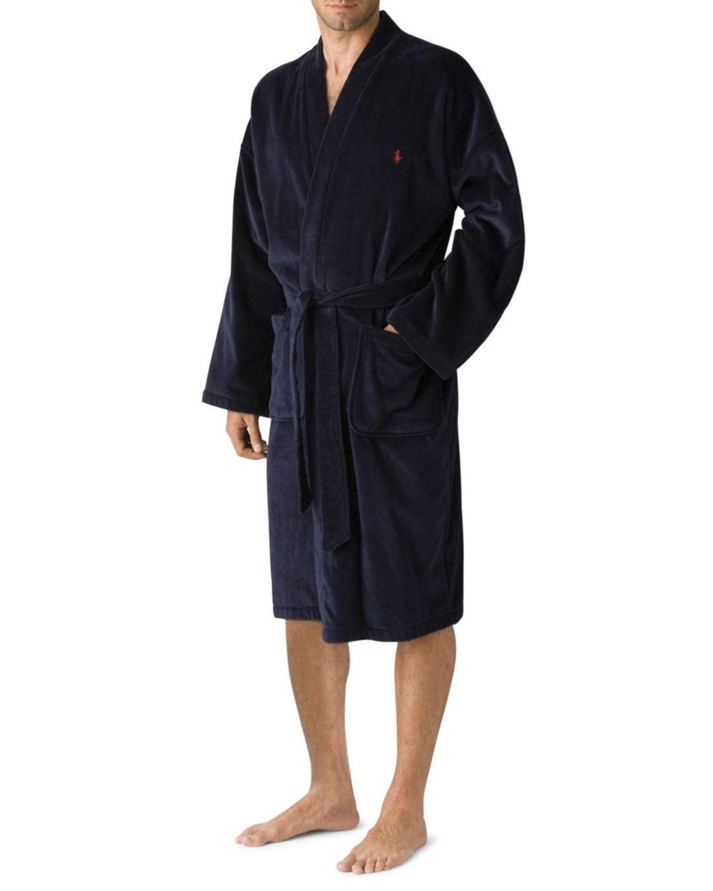 Polo Ralph Lauren Kimono Cotton Velour Robe in Navy (Blue) for Men Lyst