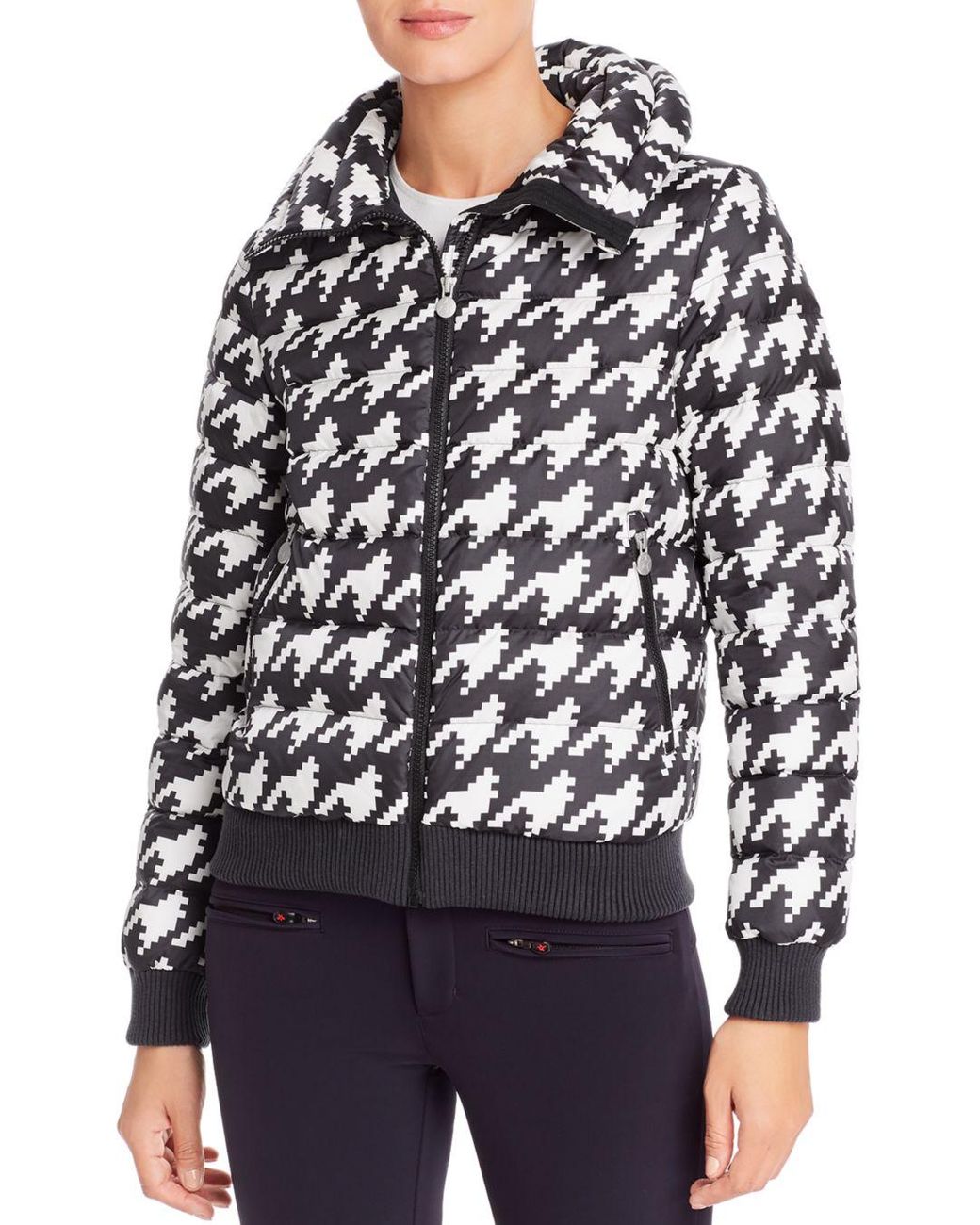 Perfect Moment Super Star Hooded Houndstooth Quilted Down Ski Jacket in ...