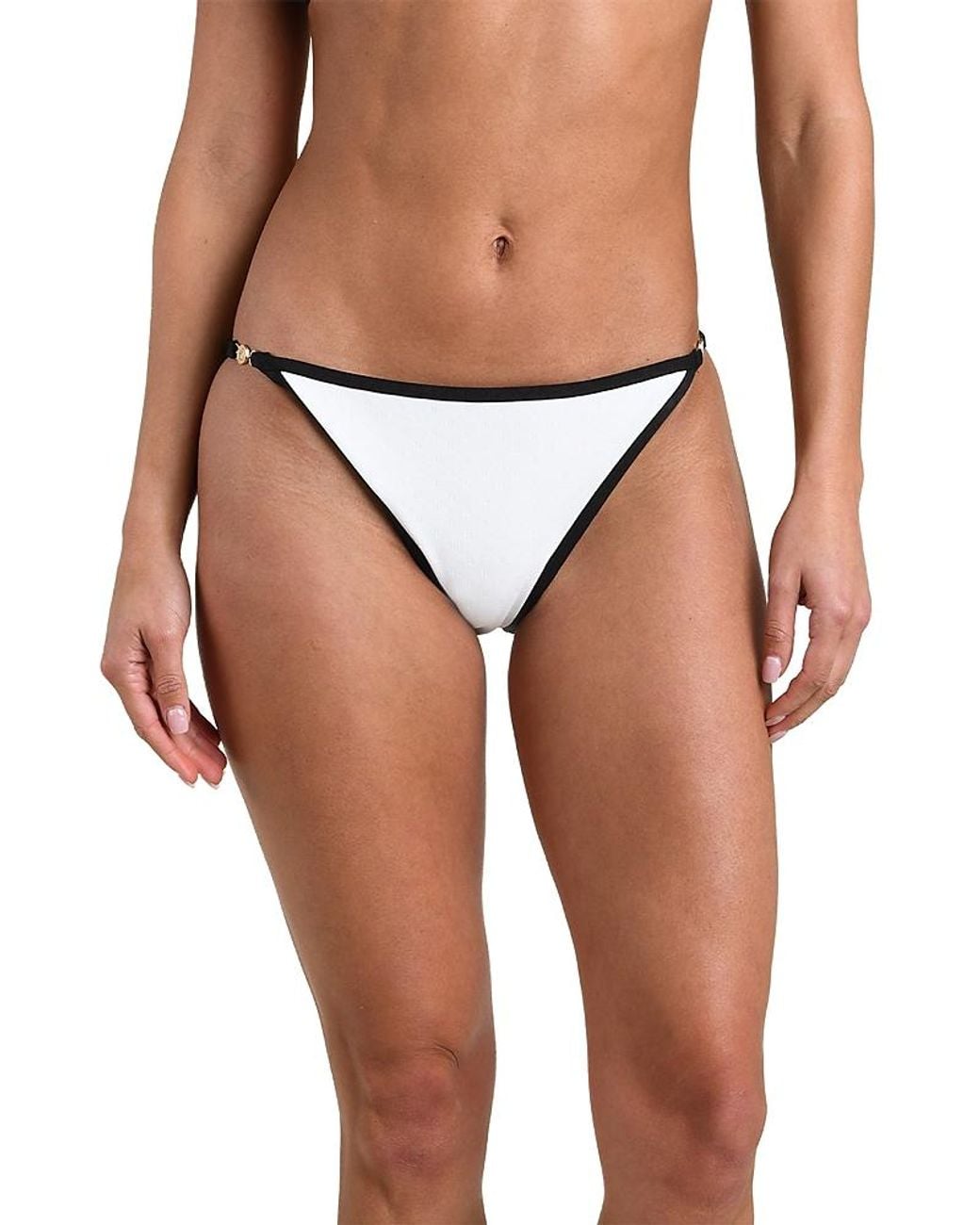 L'Agence White Fine Line String Bikini Bottom
