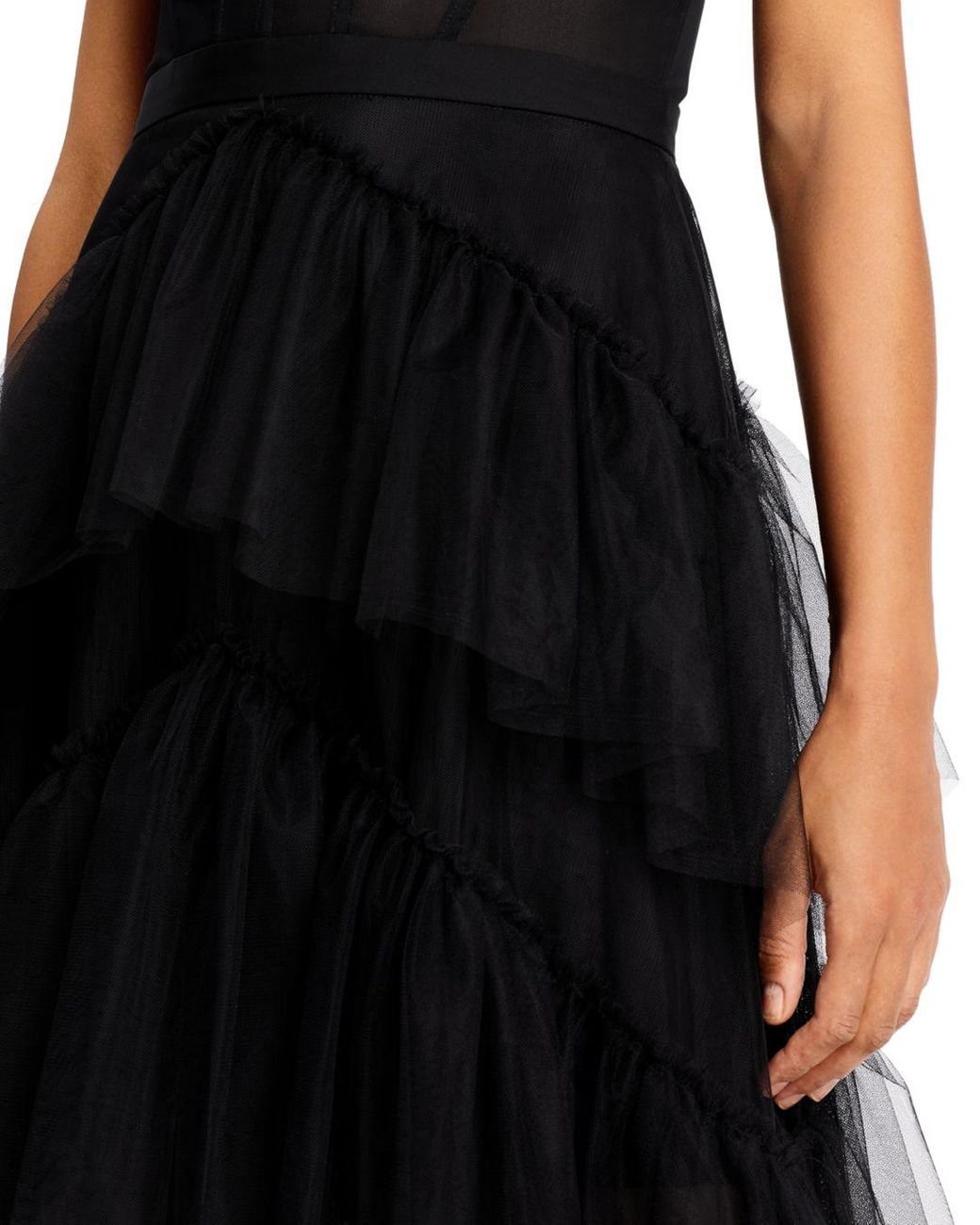 bcbg black tulle gown