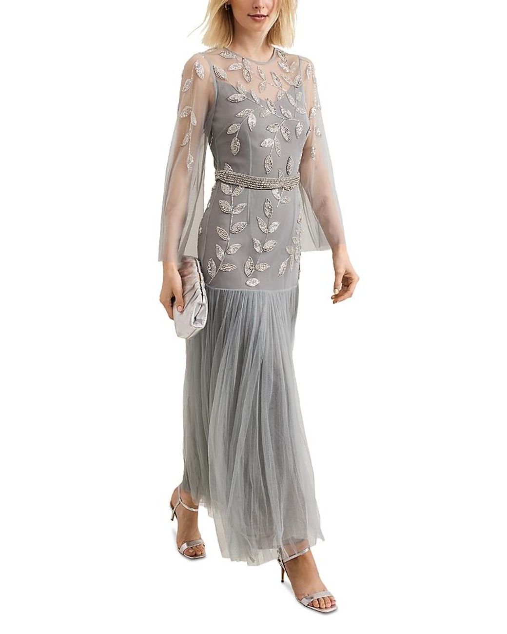 Phase Eight Trish Beaded Dress in Gray | Lyst