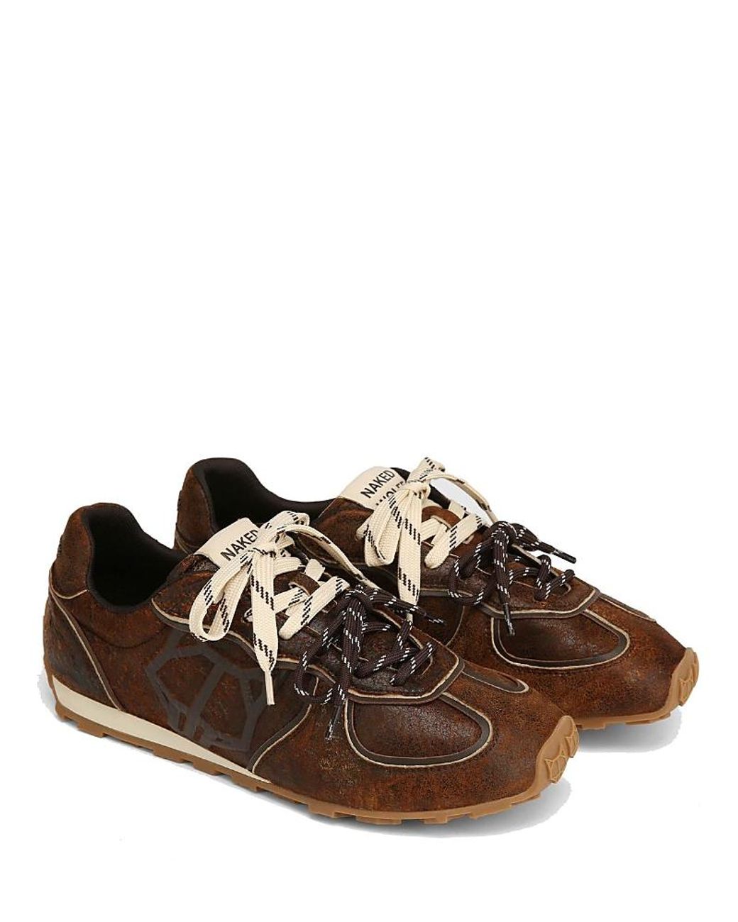 Naked Wolfe Brown Lightning Leather Sneaker for men