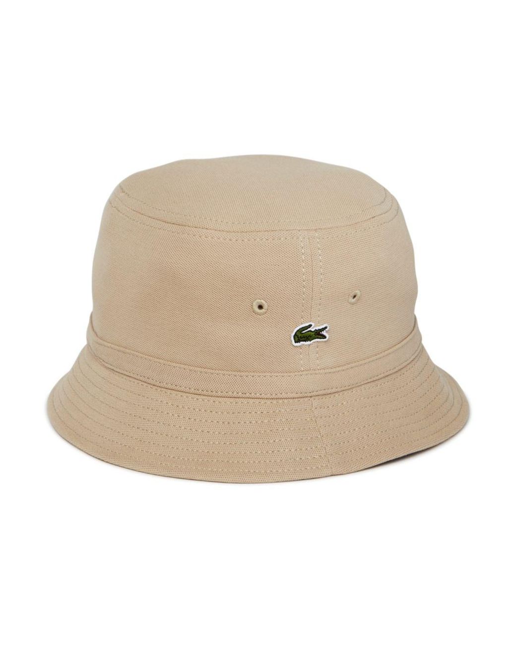 Lacoste Cotton Piqué Bucket Hat in Natural for Men | Lyst