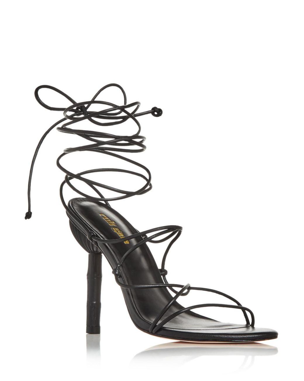 Cult Gaia Leather Soleil Lace Up High Heel Sandals in Black - Lyst