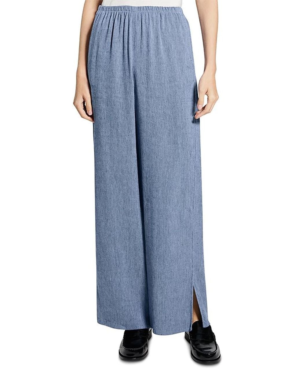 Theory Blue Split Hem Pull On Pants