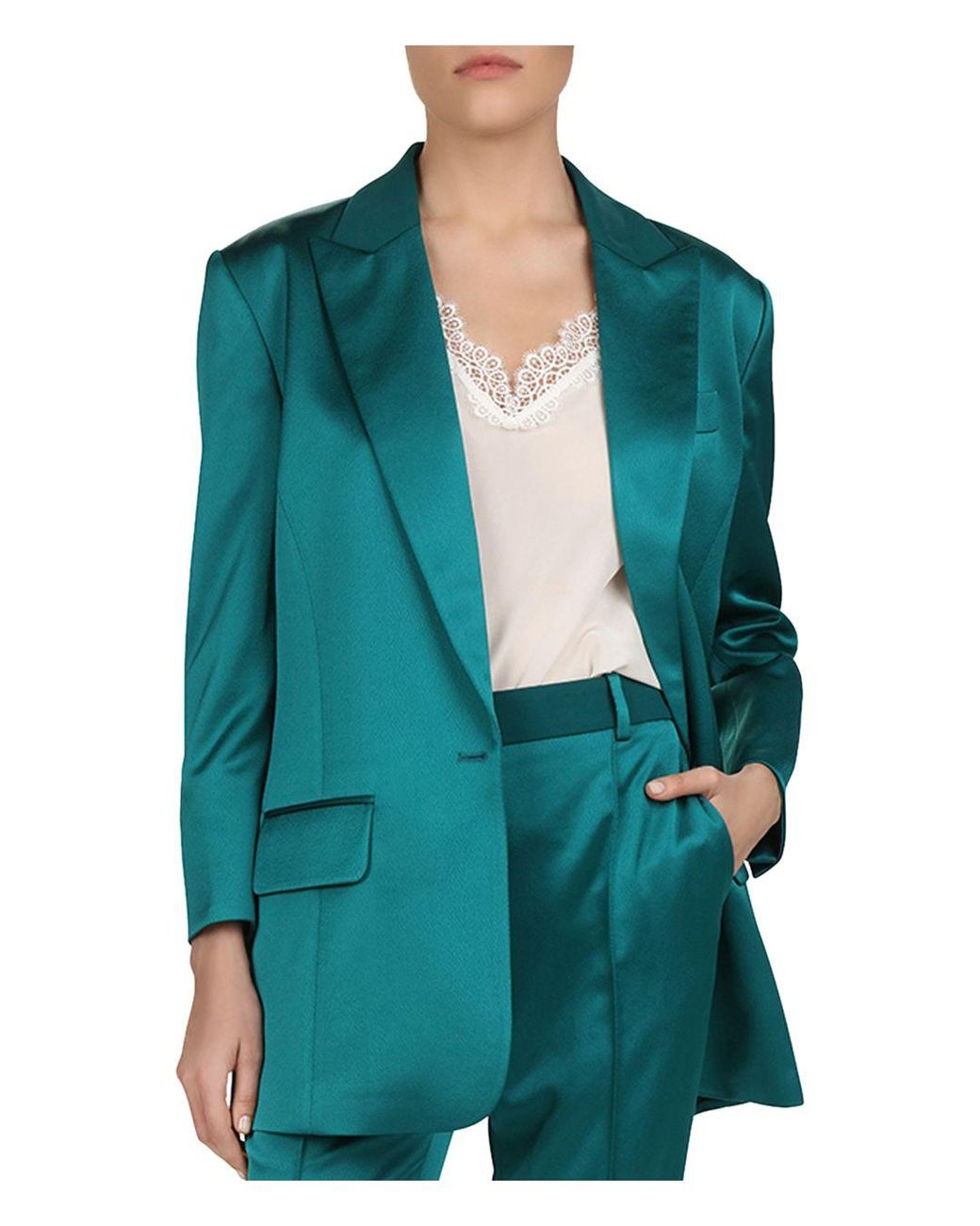 The Kooples Satin Blazer in Green | Lyst