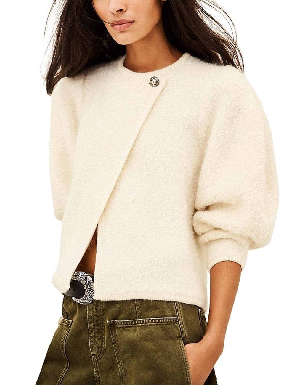 Ba&sh Natural Fida Wool Blend Cardigan