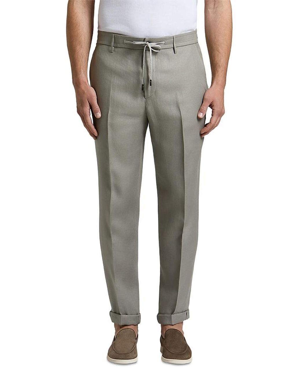 Peserico Gray Drawstring Trousers for men