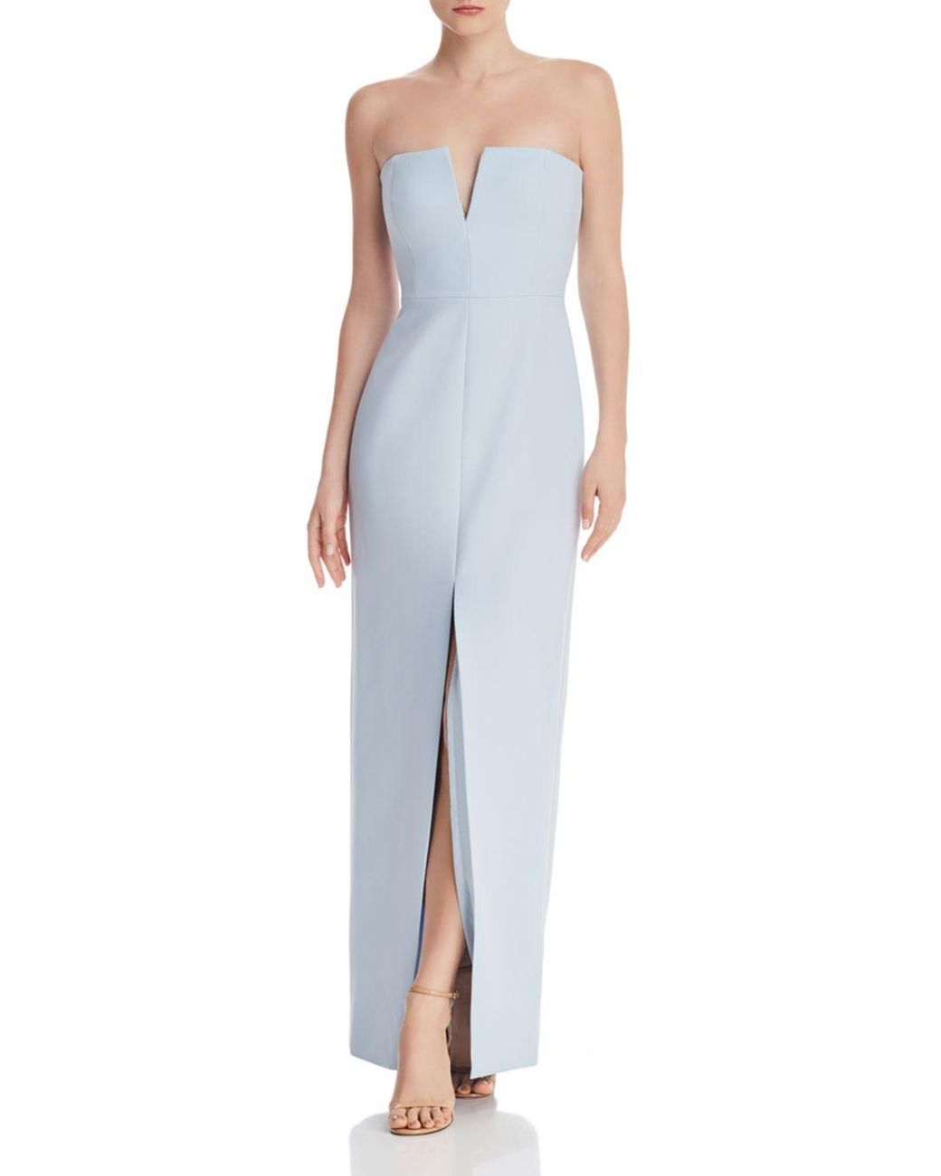 BCBGMAXAZRIA Strapless Crepe Gown In Blue | Lyst