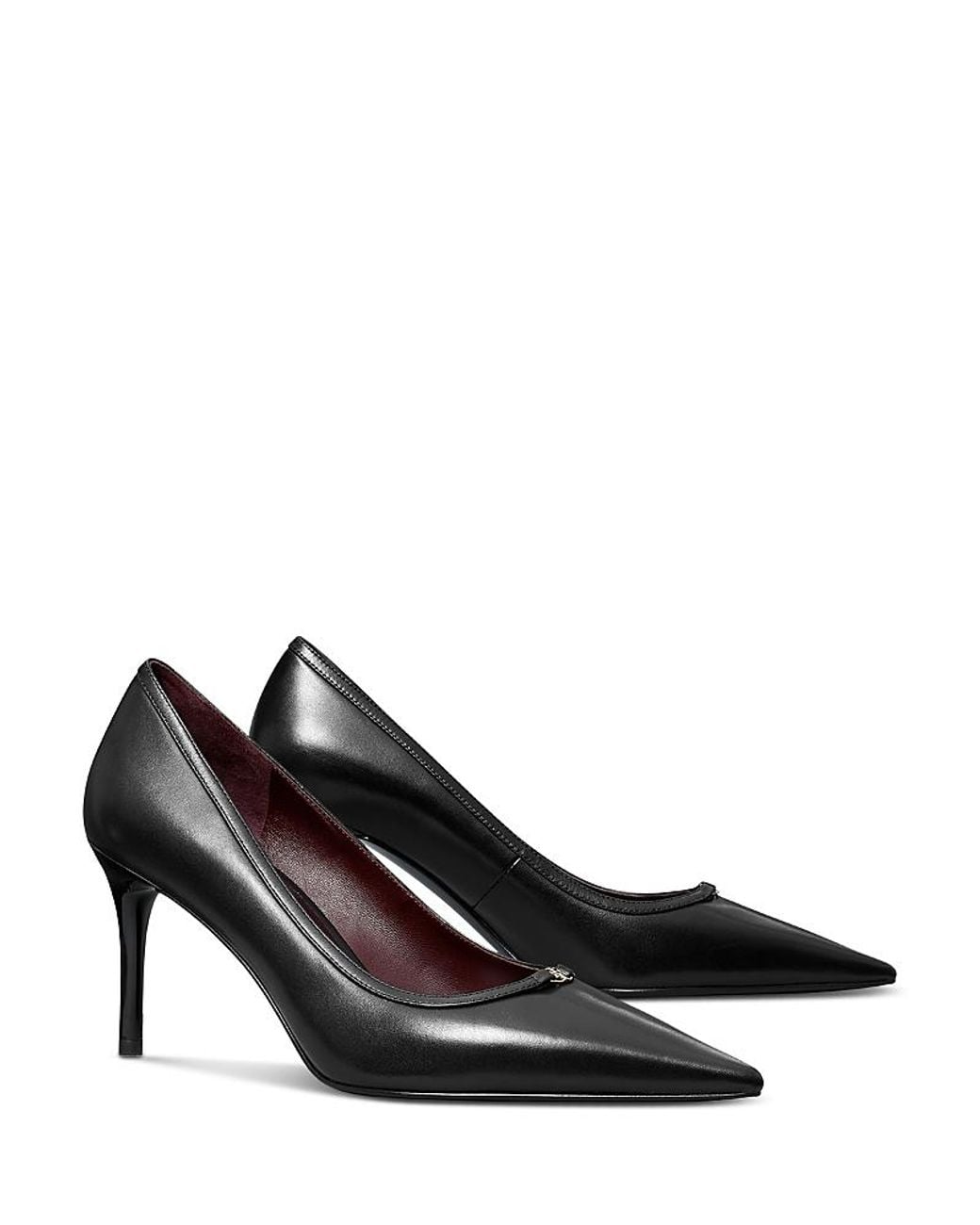Tory Burch Black T Lock Leather Pumps
