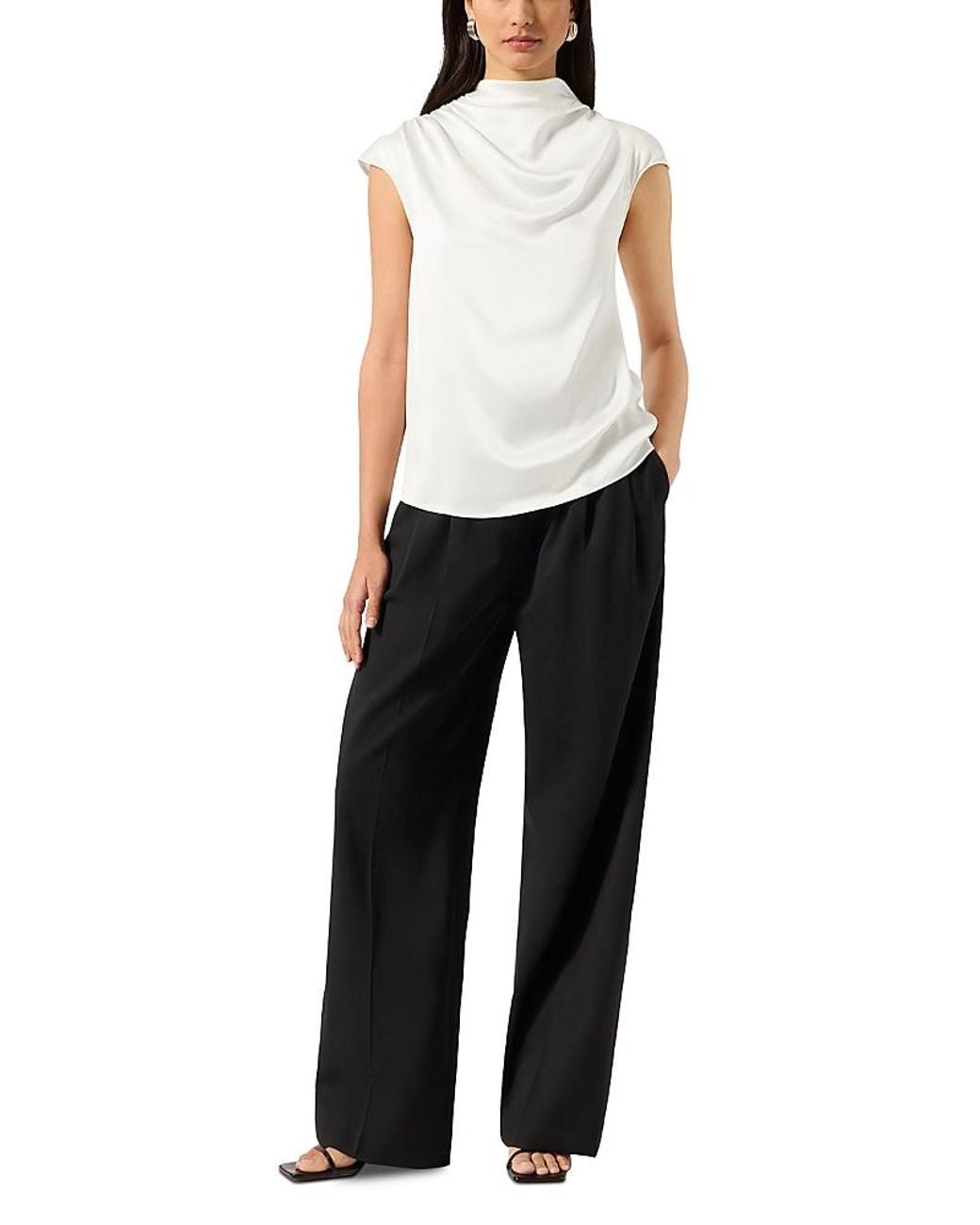 Argent Black Ruched Silk Blouse