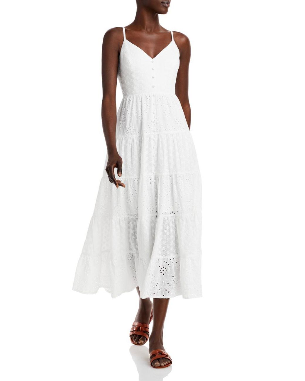 Aqua Tiered Eyelet Dress in White Lyst