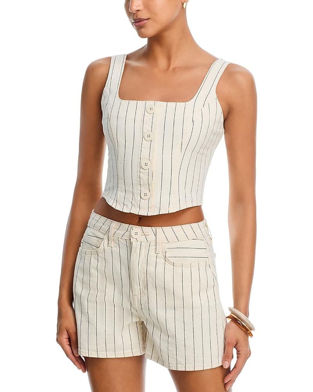 L'Agence White Saga Button Front Tank