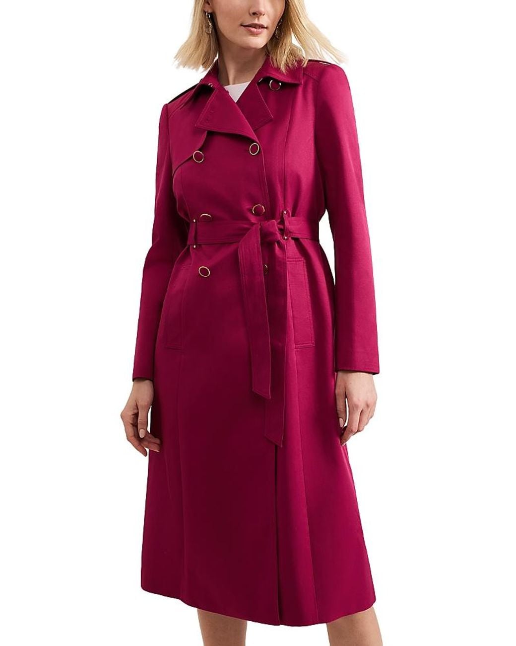 Phase Eight Cheryl Fitted Trench Button Up Jacket in Red | Lyst