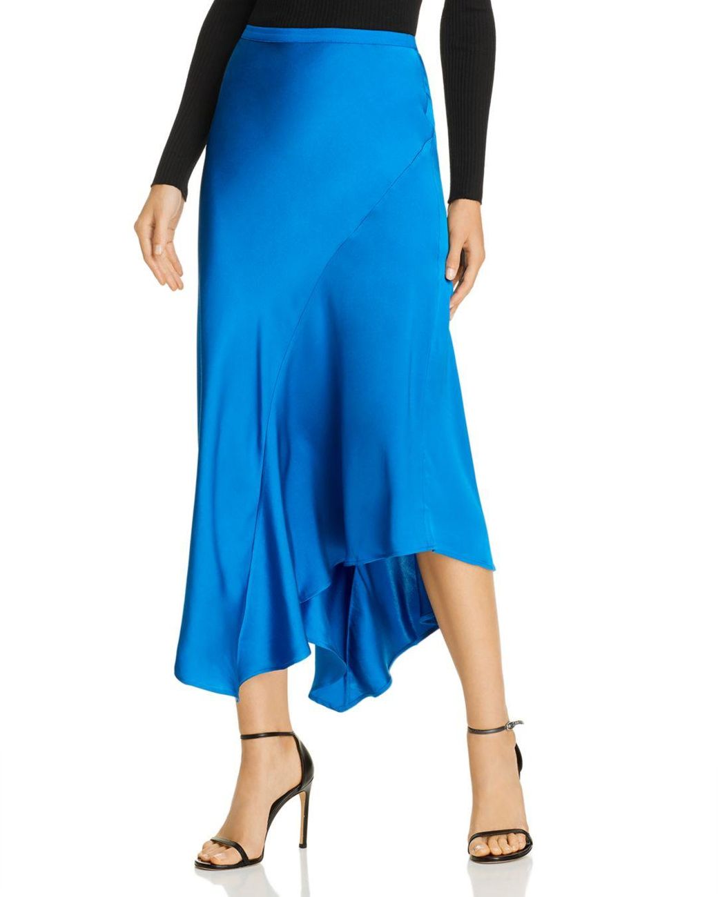 Anine Bing Bailey Asymmetric Silk-charmeuse Midi Skirt in Azure (Blue ...