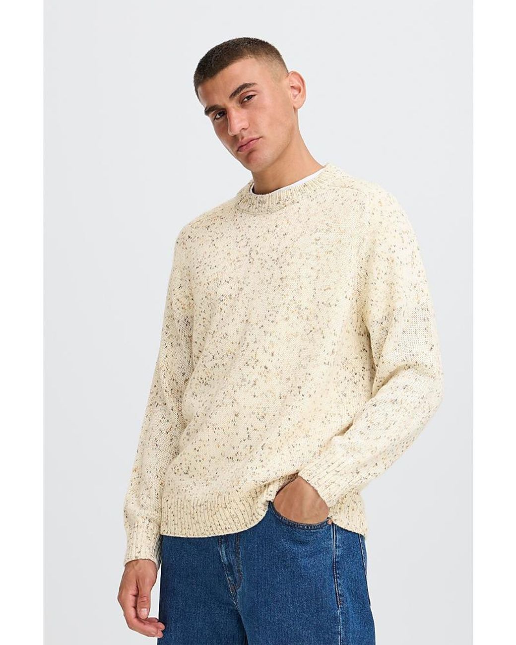 Solid Natural Simcha Crewneck Sweater for men