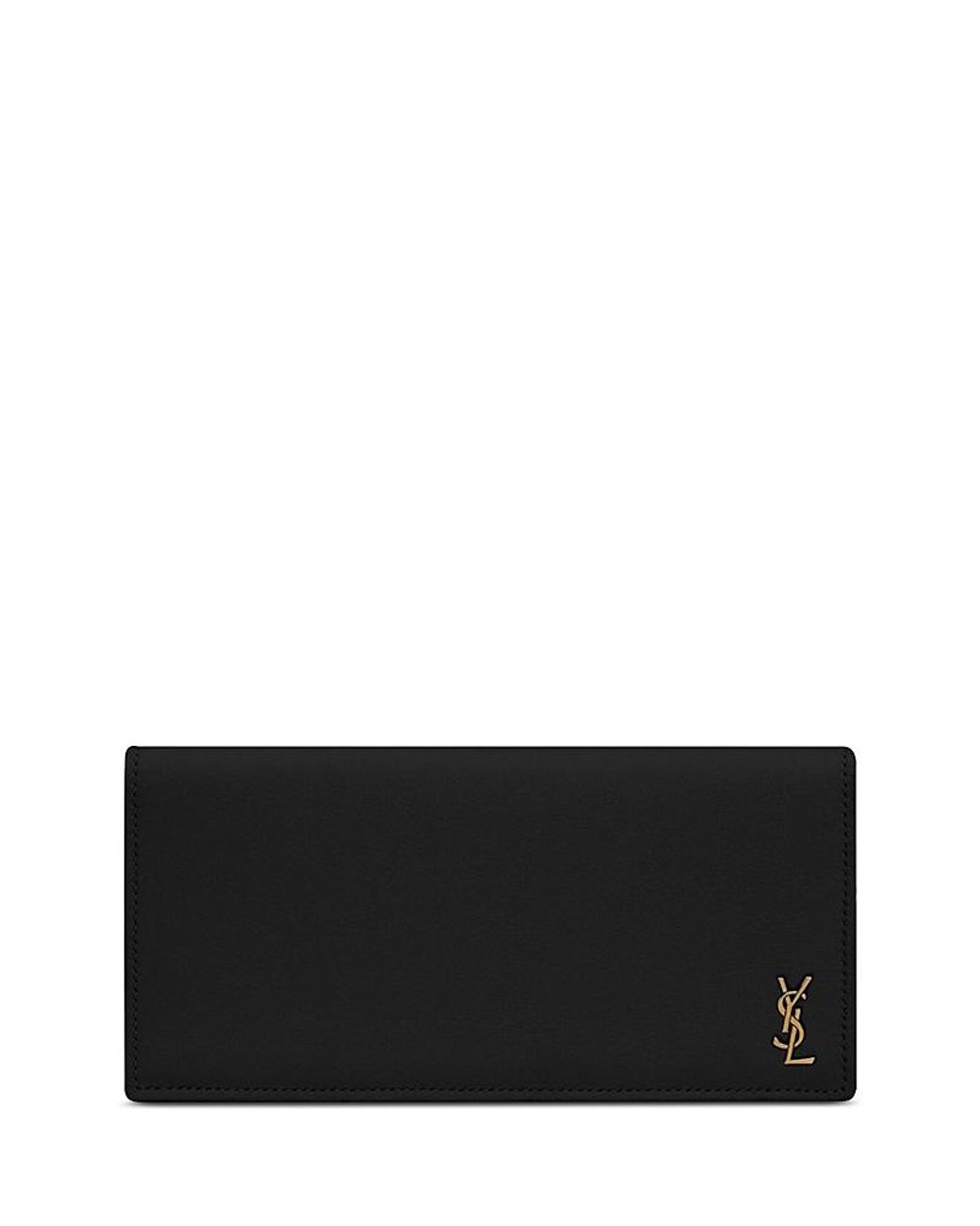 Saint Laurent Black Tiny Cassandre Flat Wallet