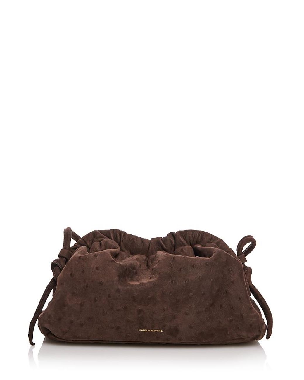 Mansur Gavriel Brown Mini Embossed Leather Cloud Clutch