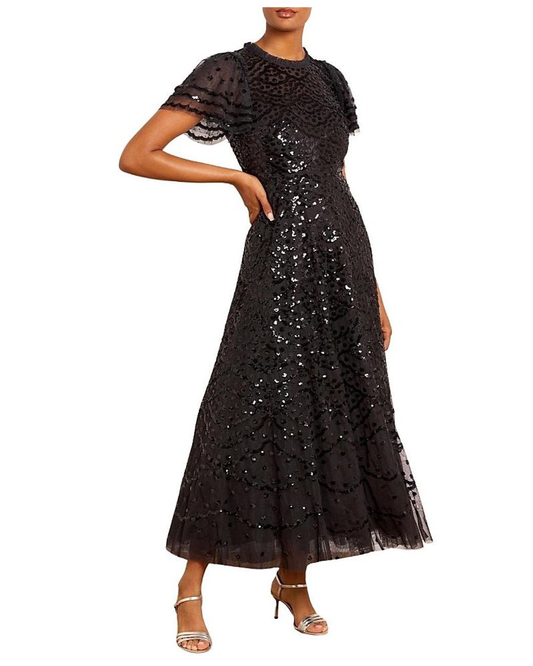 Needle & Thread Black Deco Dot Ankle Gown