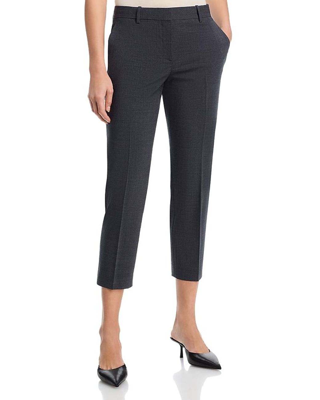 Theory Blue Treeca Wool-Blend Cropped Pants