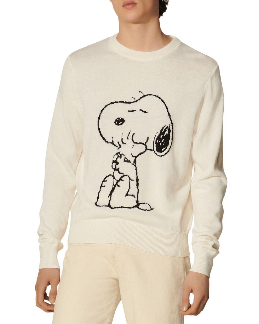 Sandro Wool Blend Snoopy Jacquard Straight Fit Crewneck Sweater in ...