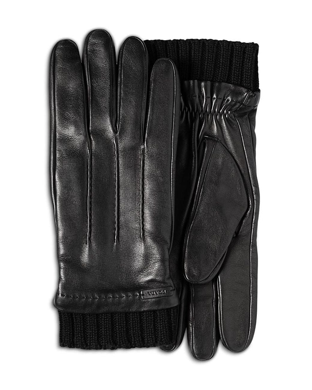 Prada Black Leather Gloves for men