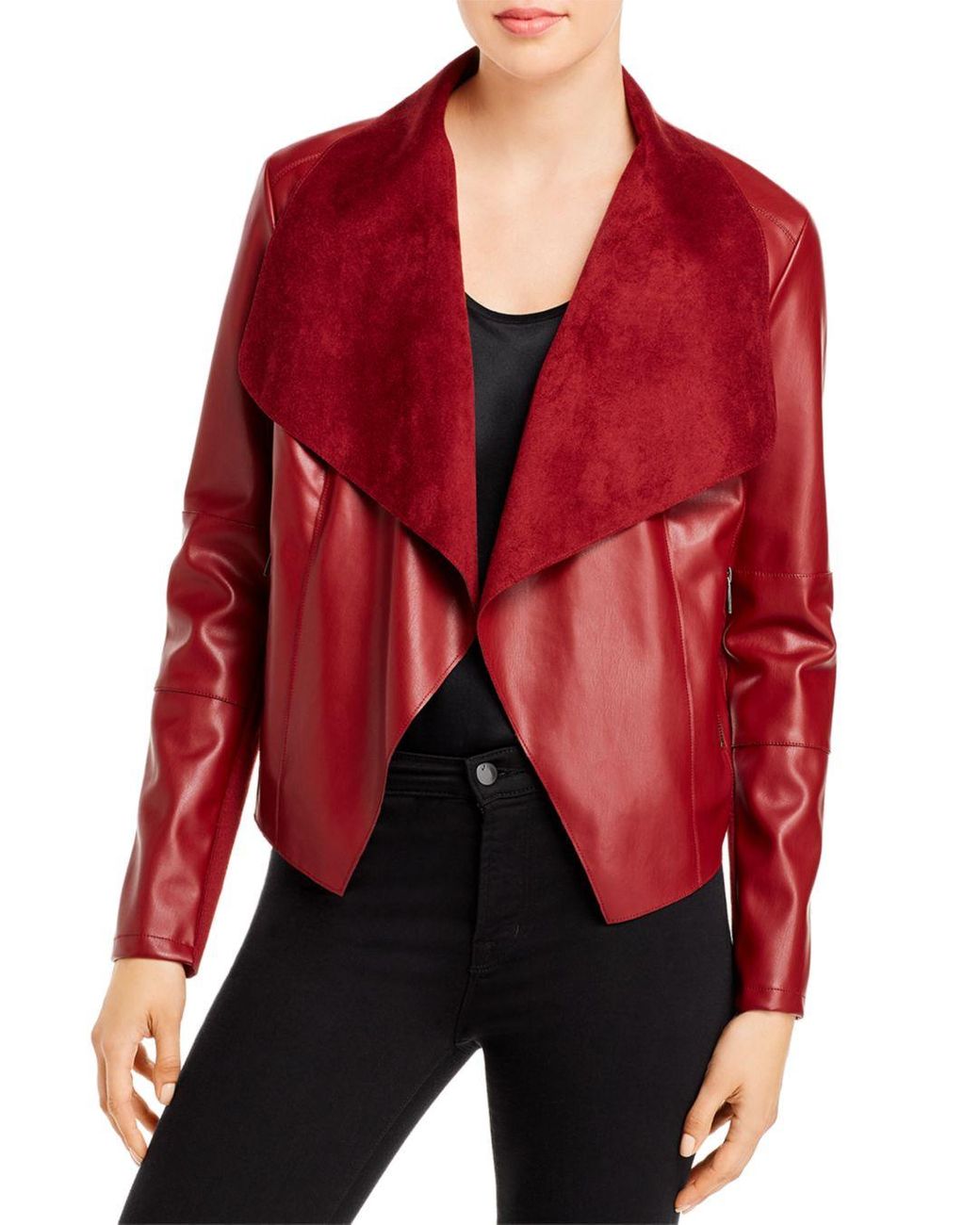 Bagatelle Draped Faux Leather Jacket In Ruby Red Red Lyst