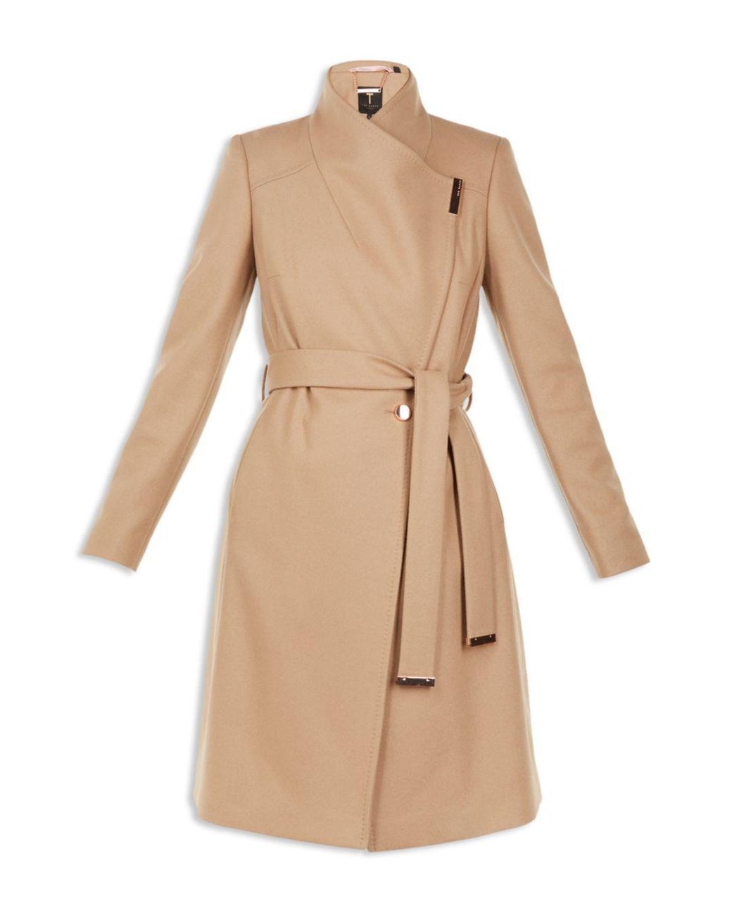 Ted Baker Sandra Belted Wrap Coat in Natural | Lyst