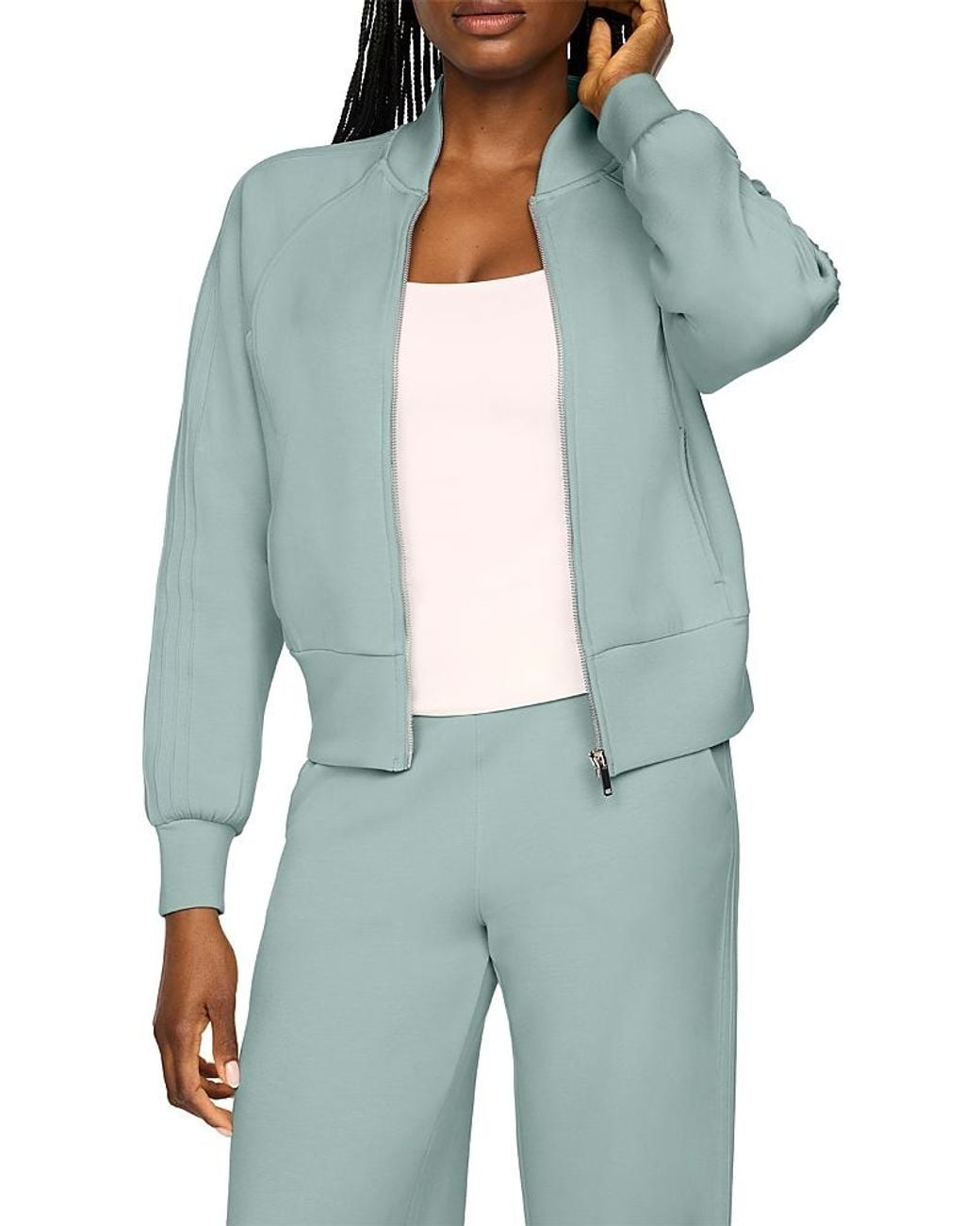 Spanx Blue Airessentials Pintuck Track Jacket
