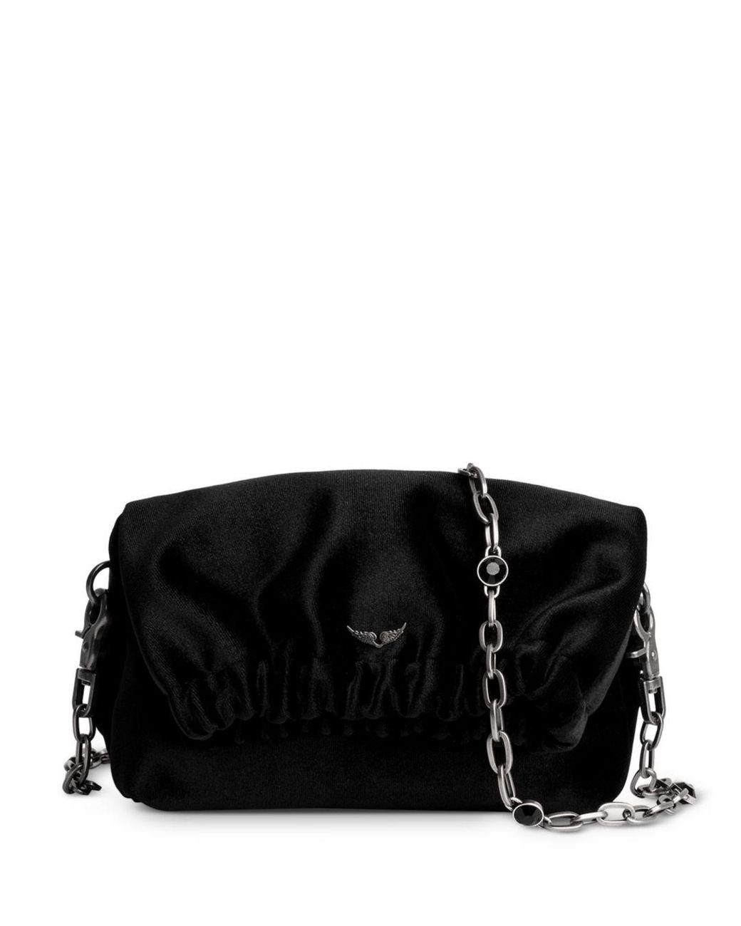 Zadig & Voltaire Rockyssime Extra Small Velvet Bag in Black Lyst