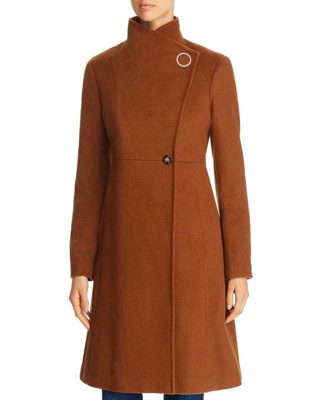 Calvin Klein Asymmetric Wool - Blend Coat in Brown | Lyst