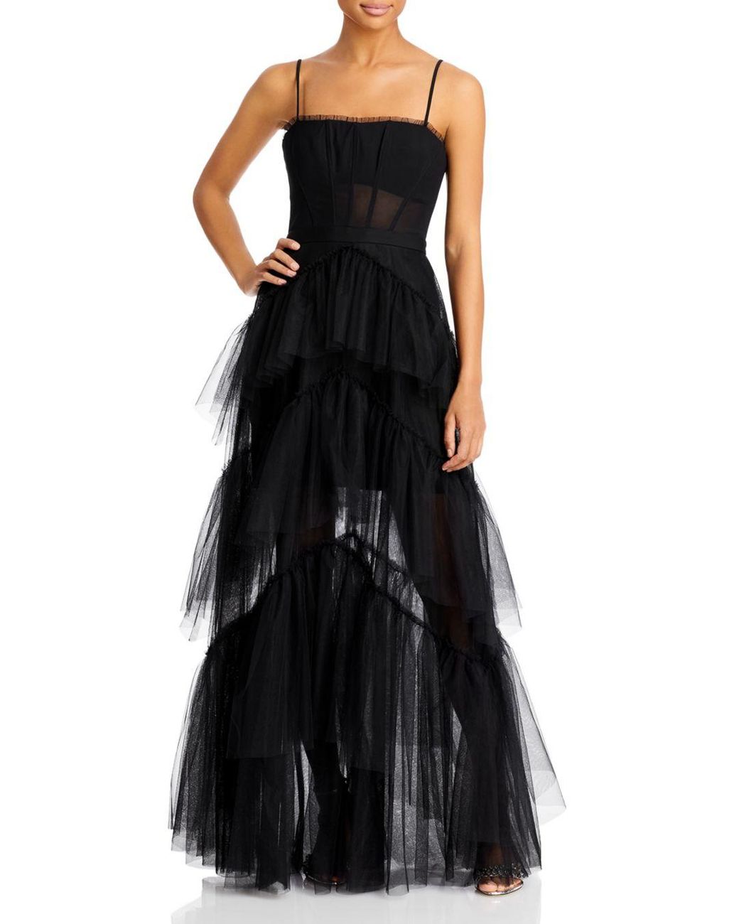 Bcbgmaxazria Tulle Corset Essential Gown In Black Save Lyst